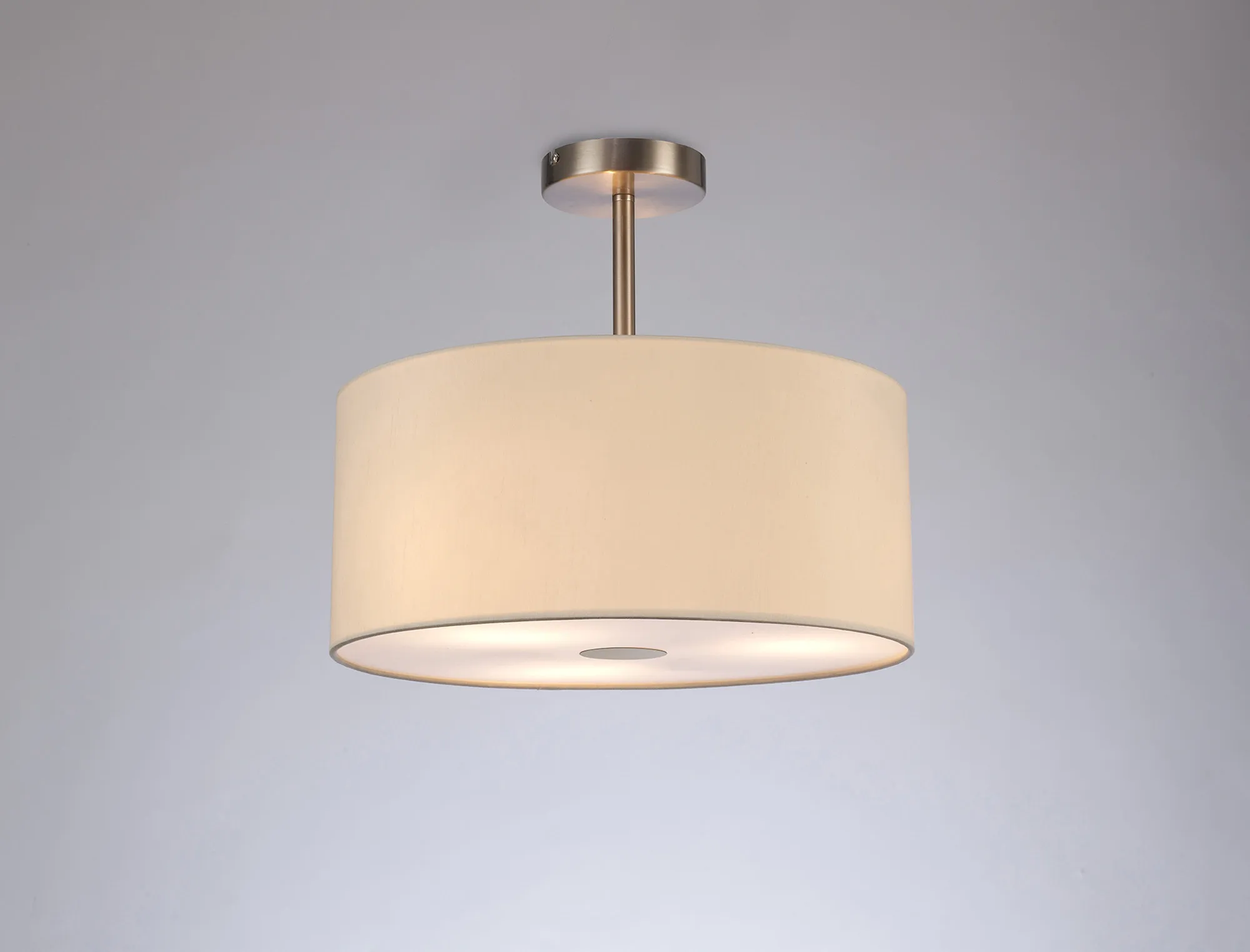 Baymont 40cm Semi Flush 3 Light Satin Nickel, Ivory Pearl, Frosted Diffuser DK0419  Deco Baymont SN IV